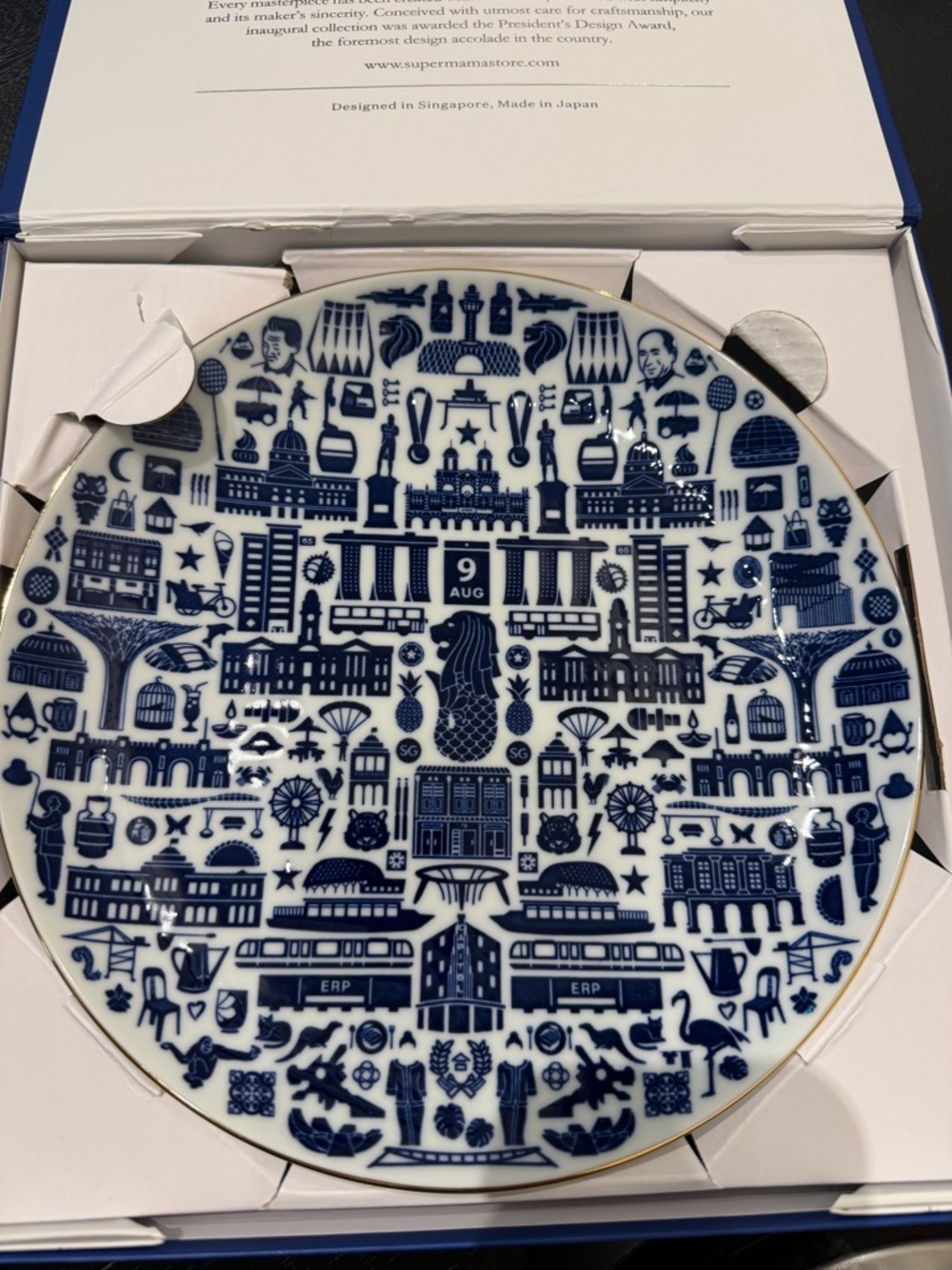 Singapore Blue Porcelain Plate by Supermamastore - Blue & White